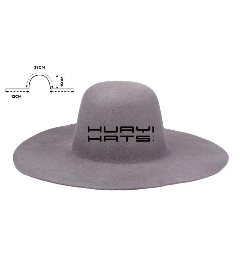 Cuerpos de Sombrero de Fieltro de Ala Ancha Gris Claro
