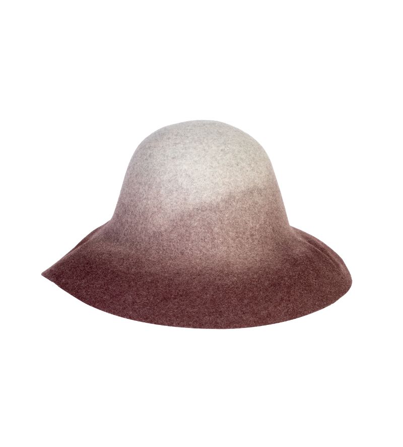 Cuerpo de Sombrero de Ala Ancha de Lana Gris-marr&oacute;n Degradado