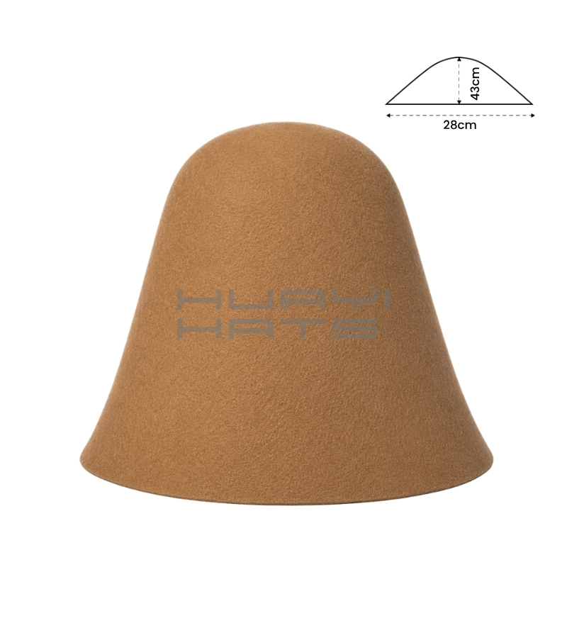 Cuerpo de Sombrero C&oacute;nico de Fieltro de Lana Marr&oacute;n Claro