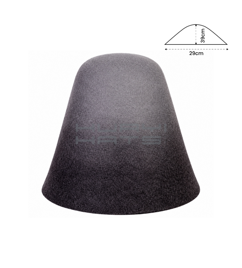 Cuerpo de Sombrero de Fieltro de Lana C&oacute;nico Gris Degradado