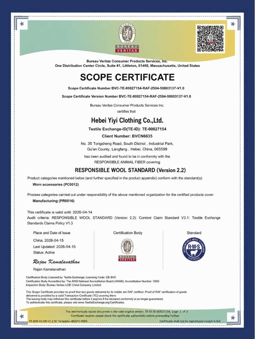Certificado de alcance para lana responsable